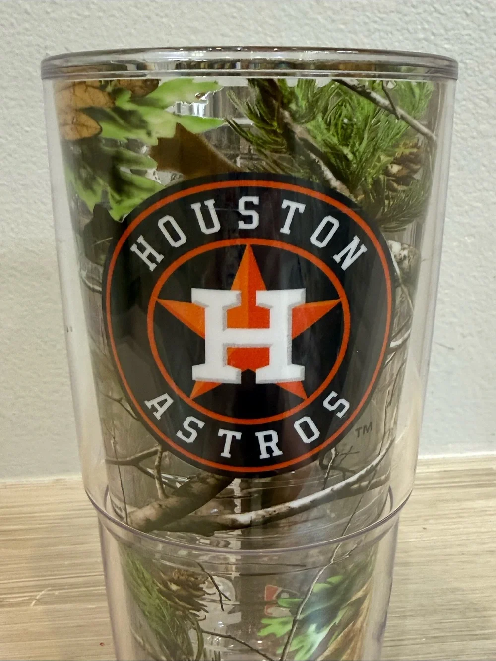 Tervis Houston astros baseball Camouflage Tumbler Clear with Orange & Black Log